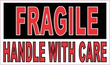 5x3 Fragile Handle With Care Sticker Vinyl Sign Decal Stickers Caution Decals picture