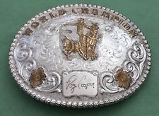 Rare Gist USA World Champion Cowboy Roy Cooper Huge Tribute Trophy Belt Buckle picture