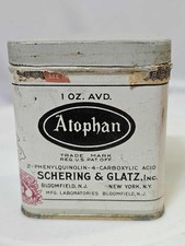 Vtg Tin USA Atophan Medicine Apothecary Schering & Glatz - B4- READ picture