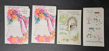 Vintage Greeting Cards Lot 4 Unused Ephemera 1960s-70s Embossed Wedding Colorful picture