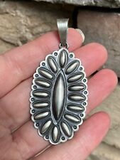 Huge Sterling Silver Concho Pendant Artisan Handcrafted Navajo picture