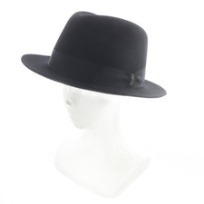 Borsalino Men's Black Felt Hat 59cm Folded Fedora Stylish Classic (Ages 14+) picture