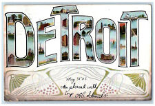 1908 Detroit Art Nouveau Michigan MI Antique Posted Large Letter Postcard picture
