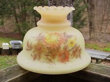 1970s Quoizel Satinized Frosted Yellow w Pink Goldenrod GWTW BANQUET LAMP SHADE picture