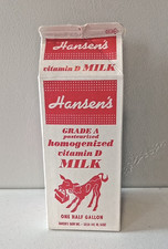 Vintage Hansen's Homogenized Vitamin D Milk 1/2 Half Gallon Carton - Dairy picture