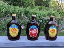Vintage Log Cabin Syrup Bottles Set 3 Bicentennial Glass USA picture