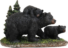 Ebros 7.75 Long Realistic Black Momma Bear Piggybacking Her Cub by A Pine Tree S picture