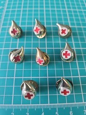 Vtg American Red Cross Blood Donor Drop Lot Of 8 Gold Tone Lapel Pin picture