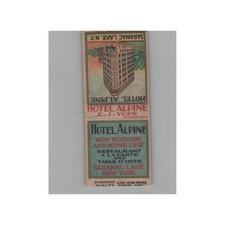 1930s Diamond Quality Matchbook Cover No Striker Hotel Alpine Saranac Lake NY picture