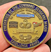Challenge Coin 1ST BN 506TH INFANTRY-CAMP GREAVES KOREA  Engraved Read picture