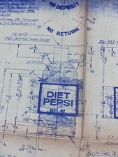 1970 Diet Pepsi 10oz Bottle Blueprint Factory Copy Owens-Illinois BA-5331-1 picture