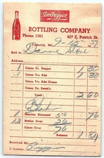 1939 Dr. Pepper Bottling Co. Frederick MD Billhead Receipt picture
