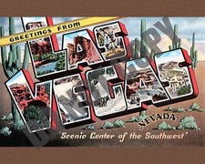 1938 Greetings From Las Vegas Scenic Center the Southwest Post Card 8x10 Photo picture