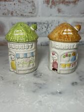 Salt & Pepper Shakers Japan Bunny Bear Florist Candies Mushroom Shop Vintage picture