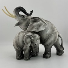 Pair of Elephant Figurines Mother & Calf Glossy Made in Italy Guido Cacciapuoti picture