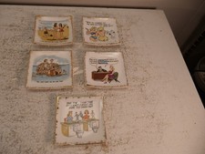 Vintage MCM Adult Humor Plaque Trinket Tray Plate Bradley Japan Lot Of 5 picture