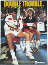 CHRIS EVERT - JIMMY CONNORS - 1980s CONVERSE POSTER + PROMO CARD - Tennis picture