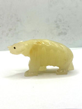Carved White Onyx Stone Polar Bear Figurine 48h-1024S picture