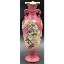 Victorian Pink Pottery Vase 9.5