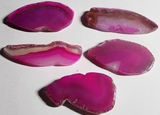 FIVE Slices of Natural Dark Pink Polished Agate-242.5 cts-48.5 grams-Lot 1 picture