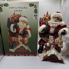 Cracker Barrel Fabric Mache Santa Figurine w/ Box 11” Christmas Decor picture