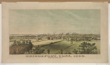 Bridgeport Connecticut 1882 Old Mill Hill Panorama Harbor Industrial View picture