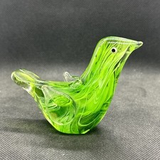 Blown Glass Art Green Swirl Bird Paperweight Figurine Glass Bird Murano Style 3