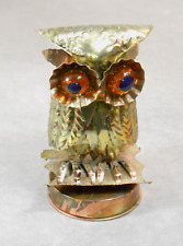 Vintage Sankyo Music Box Owl Brass Rotating MCM Home Decor Fully Functional picture
