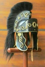 Medieval Steel Helmet Greco Roman With Crest Black Knight Armor Wearable Helmet picture