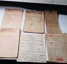 1950s Rexall Pharmacy Ephemera Lot Pepsi Milk Bread Receipts + Grocery List picture