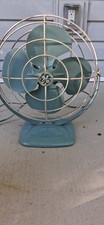 Vintage General Electric Metal Desk Fan Mid-century Teal Blue picture