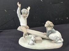 Lladro 4867 Seesaw Friends Boy Girl Dog Teeter Totter See-Saw Figurine Spain picture