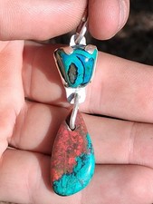 54 Carat Ray Mine Chrysocolla With Malchite, Quartz In Silver With Sonoran Sunri picture