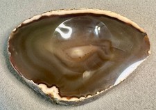 Polished Brown Agate Stone Geode Trinket Dish Soap Dish 5” x 4  picture