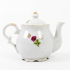 Vintage Lipp Mann Musical Porcelain Teapot Music Box Roses Gilt Trim Tea Pot picture