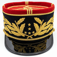 French Style Military General Kepi Hat Gold Bullion Embroidery Red Black Cap picture