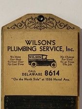 Antique 1920s Wilson’s Plumbing Service Early Auto Car Buffalo NY Litho Sign Pad picture