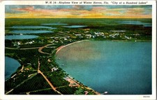Vintage 1941 Aerial Postcard Winter Haven Florida City of Hundred Lakes picture
