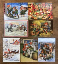 Vintage 1980s Lot 41 Scandinavian Postcard Folk Art Elf Troll Christmas Swedish picture