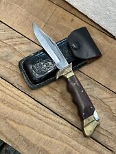 Vintage Pocket Knife Stainless Lockback Folding Brass Wood Handle Pakistan picture