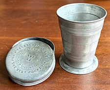 Antique Telescopic Portable White Metal Cup in Case picture