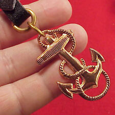 Vintage Heavy Solid Brass Ship Anchor Rope 1 3/4 ht Pocket Watch Fob Key chain  picture