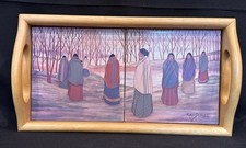 Native Am Art Jeanne Rorex Bridges Beside the Water Tiles Tray Cherokee Signed picture