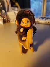 Vintage Monchhichi Plush Toy Japanese Sekiguchi Small Brown Monkey On Horse picture