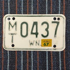 Nice Original 1967 Washington Motorcycle License Plate MT O437 picture