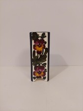 Handpainted Pansies Square Shaped Vase Czechoslovakia picture