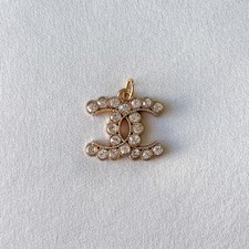Chanel Zipper Pull Pendant, Clear Rhinestones, Gold, 22mm, Stamped picture