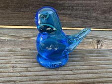 Vintage Glass Leo Ward Bluebird Of Happiness Figurine Signed 1996 picture