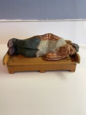 Rare~SIGNED GUNNARSSON Swedish Carved -Hand Painted Wood Figure Sleeping Man- picture