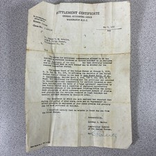 Vtg 1952 Naval Navy Military Official Document Settlement Certificate Form Claim picture